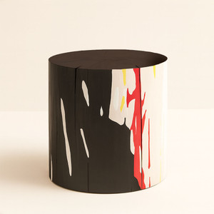 Abstractionist Hand Painted Log Table
18 dia x 18 H inches
