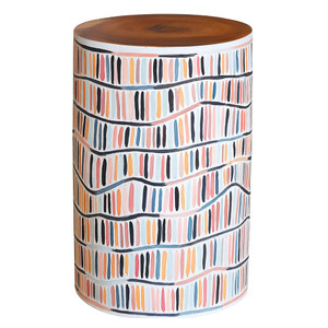 Color Zip Hand Painted Log Table
12 - 16 dia x 18  H inches