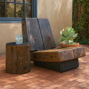 Los Ranchos Wood Lounge Chair
27 x 24 x 30 H inches, 12 inch seat height
Midnight Black & Coffee Brown Mix Finish